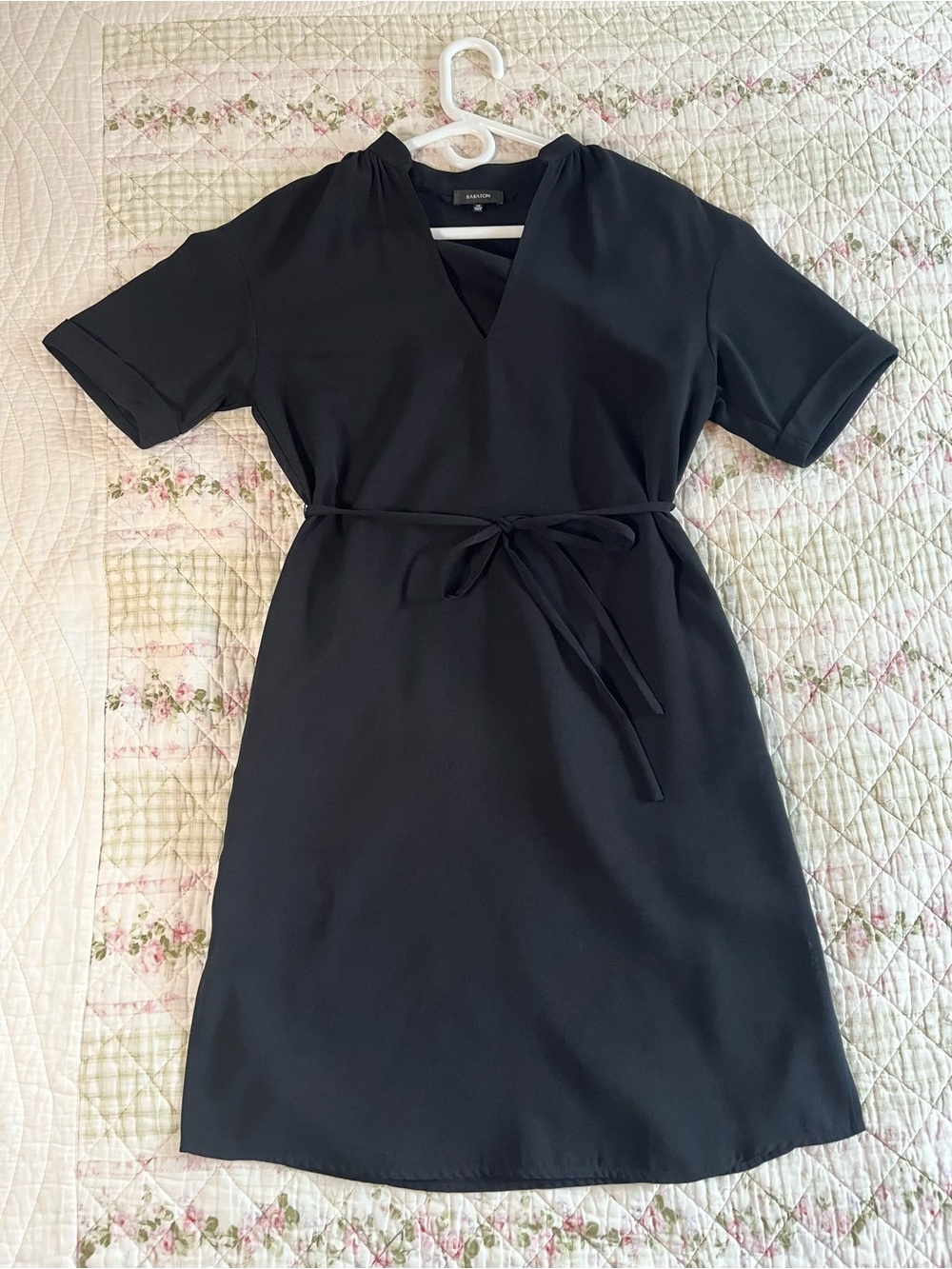 Aritzia Babaton Black Mini Dress with Classic V-Neck